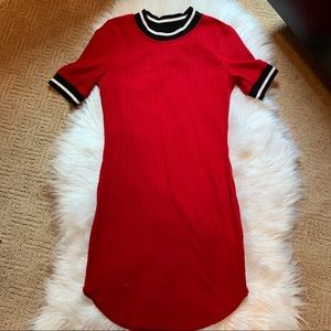 🍒Red ribbed jersey dress🍒
